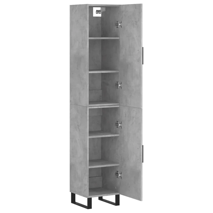 Buffet haut Gris béton 34,5x34x180 cm Bois d'ingénierie - 4