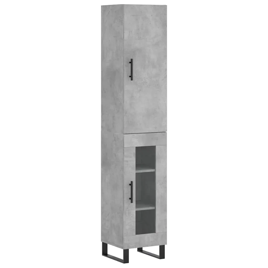 Buffet haut Gris béton 34,5x34x180 cm Bois d'ingénierie - 2