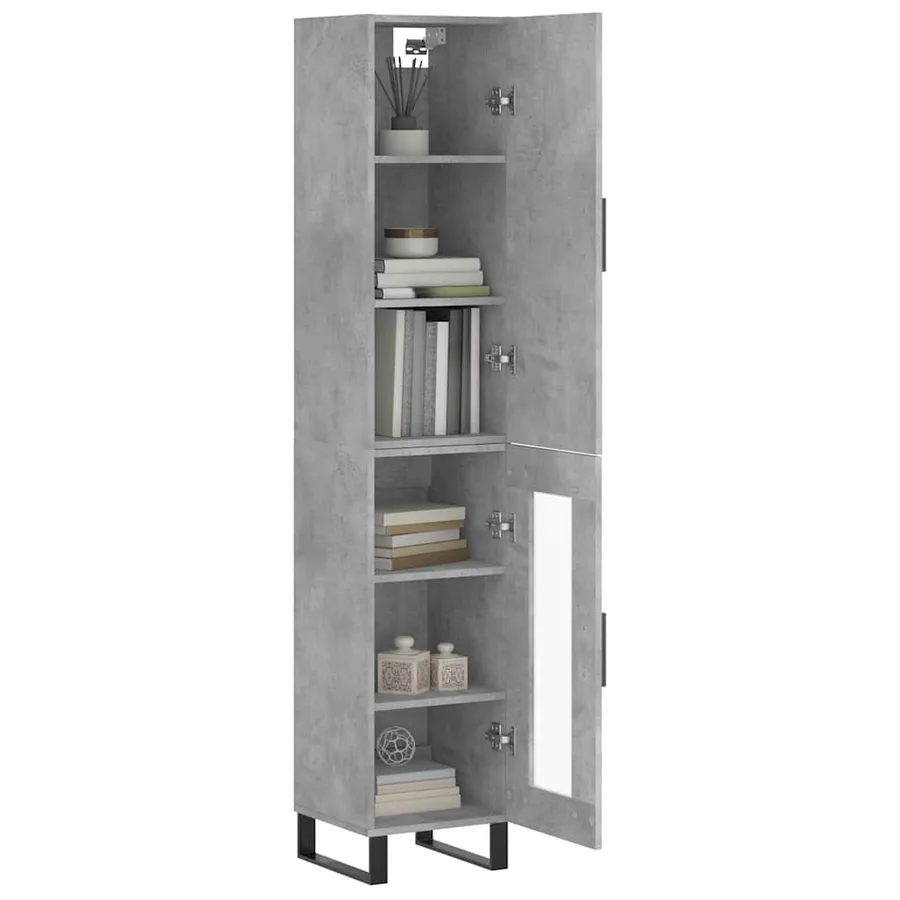 Buffet haut Gris béton 34,5x34x180 cm Bois d'ingénierie - 3
