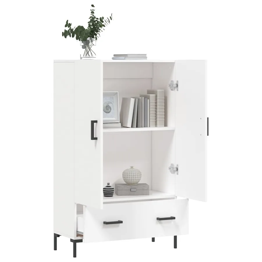 Buffet haut blanc 69,5x31x115 cm bois d'ingénierie - 4