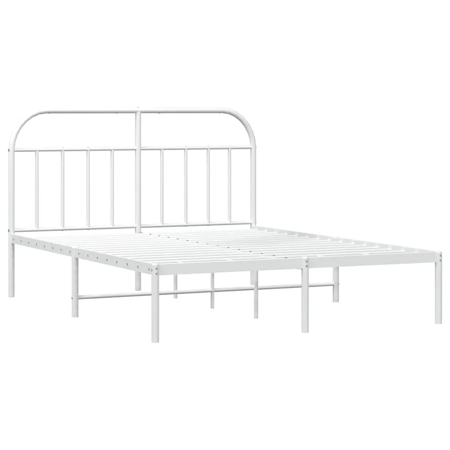 Cadre de lit métal sans matelas et tête de lit blanc 183x213 cm - 3