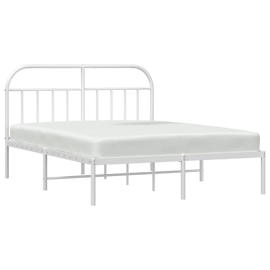 Cadre de lit métal sans matelas et tête de lit blanc 183x213 cm - 5