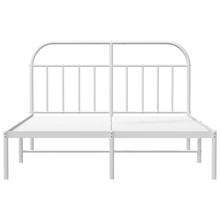 Cadre de lit métal sans matelas et tête de lit blanc 183x213 cm - 6