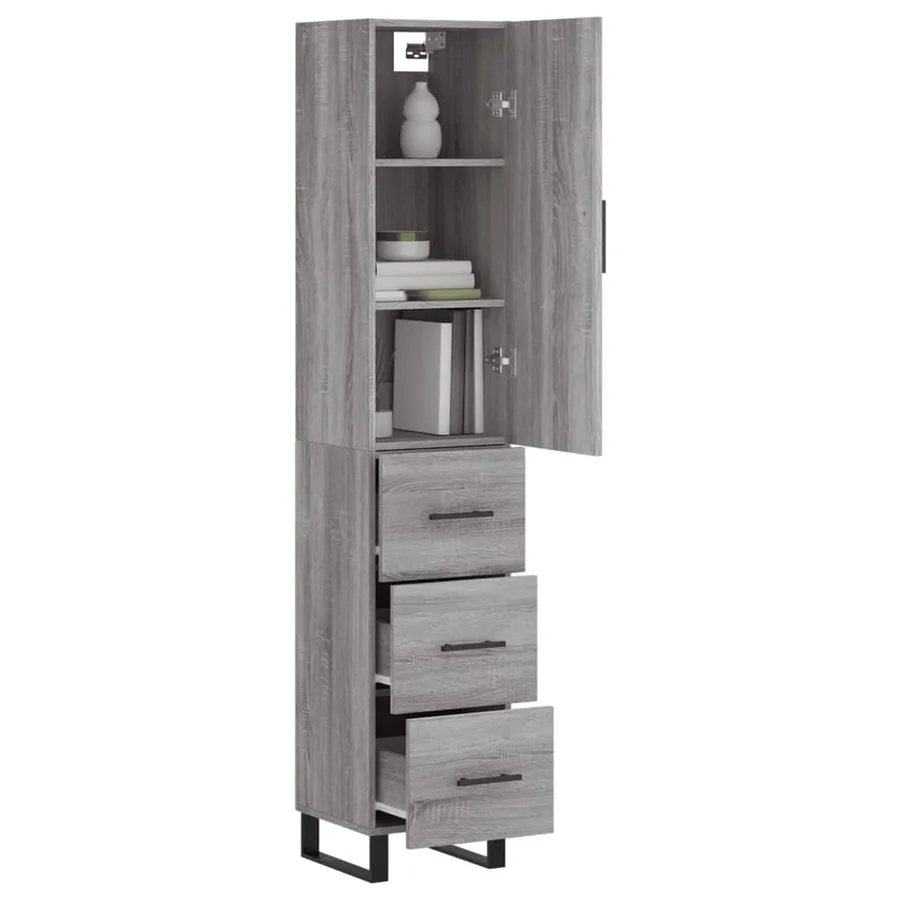 Buffet haut Sonoma gris 34,5x34x180 cm Bois d'ingénierie - 3