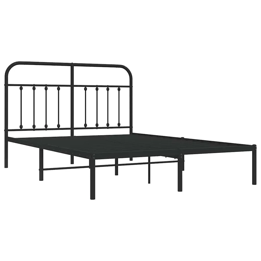 Cadre de lit métal sans matelas avec tête de lit noir 150x200cm - 4