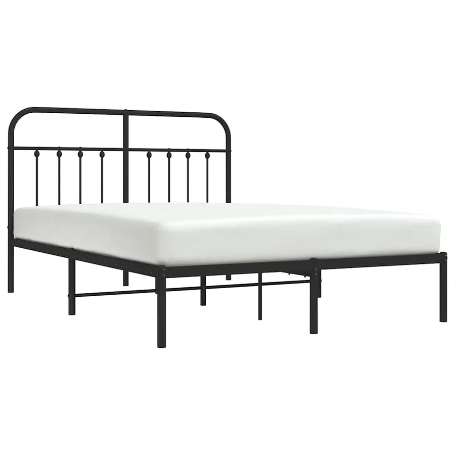 Cadre de lit métal sans matelas avec tête de lit noir 150x200cm - 5