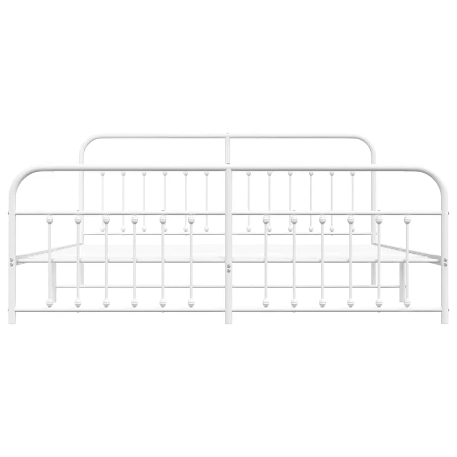 Cadre de lit métal sans matelas et pied de lit blanc 200x200 cm - 6