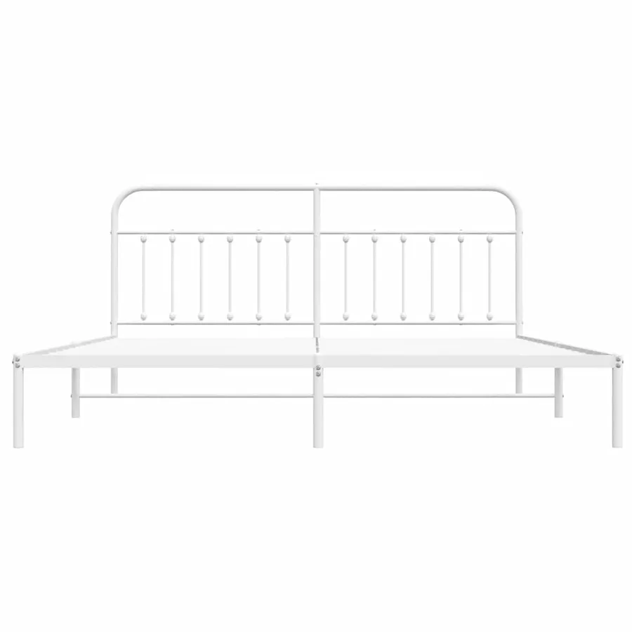Cadre de lit métal sans matelas et tête de lit blanc 193x203 cm - 6