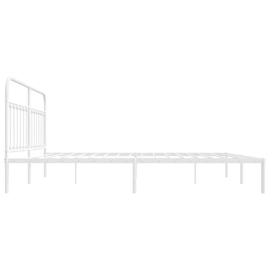 Cadre de lit métal sans matelas et tête de lit blanc 193x203 cm - 7