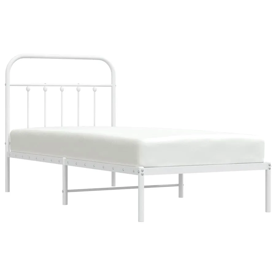 Cadre de lit métal sans matelas avec tête de lit blanc 90x190cm - 5