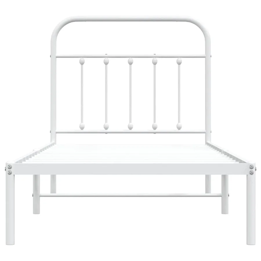 Cadre de lit métal sans matelas avec tête de lit blanc 90x190cm - 6