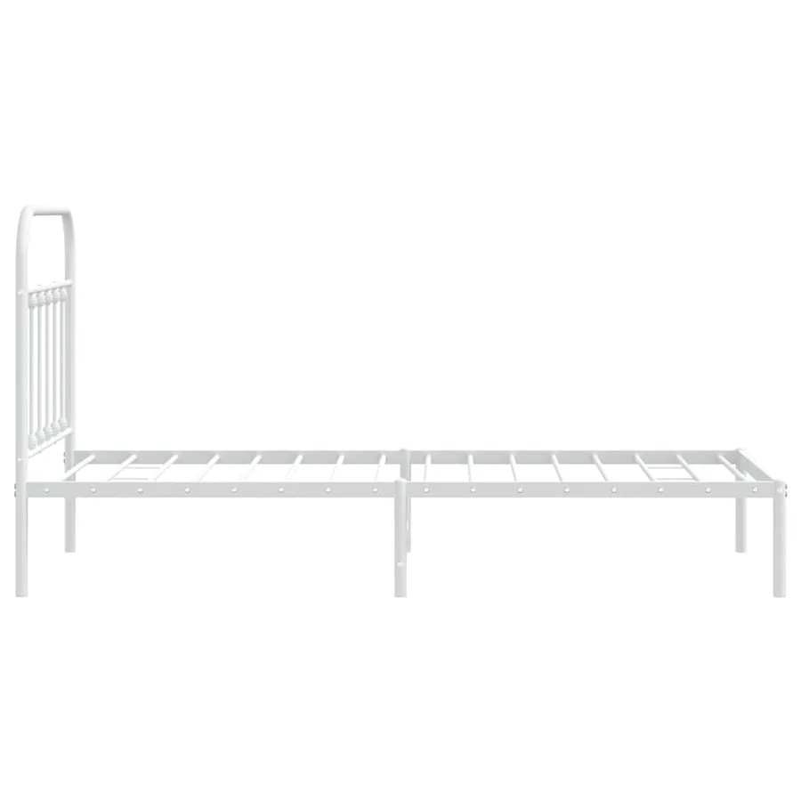 Cadre de lit métal sans matelas avec tête de lit blanc 90x190cm - 7