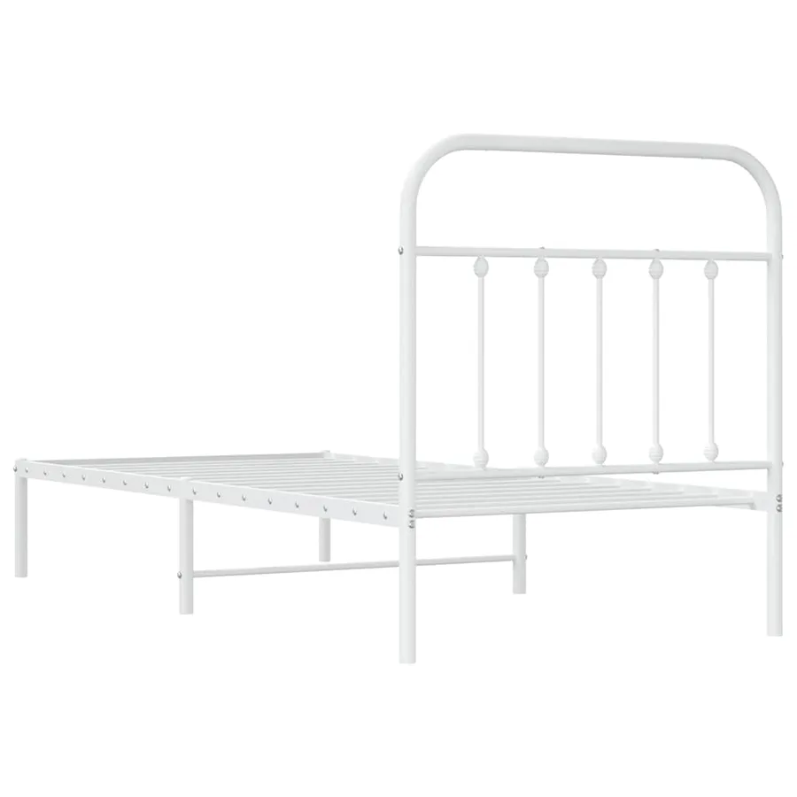 Cadre de lit métal sans matelas avec tête de lit blanc 90x190cm - 8