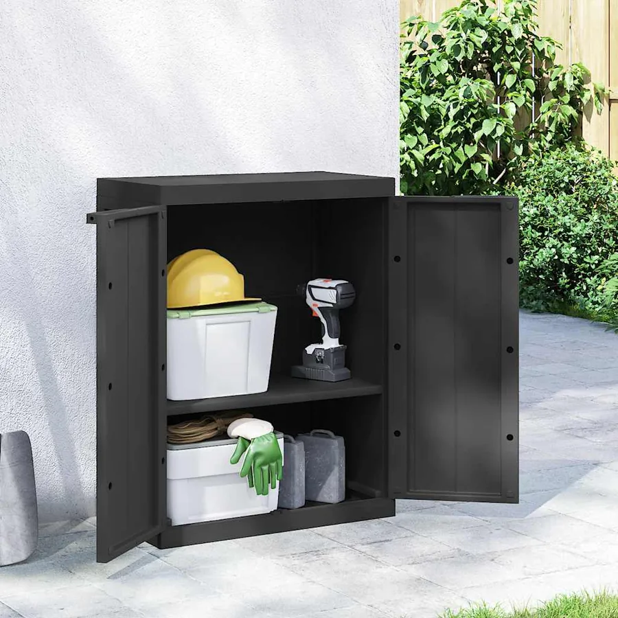 Armoire de rangement d'extérieur noir 65x37x85 cm PP