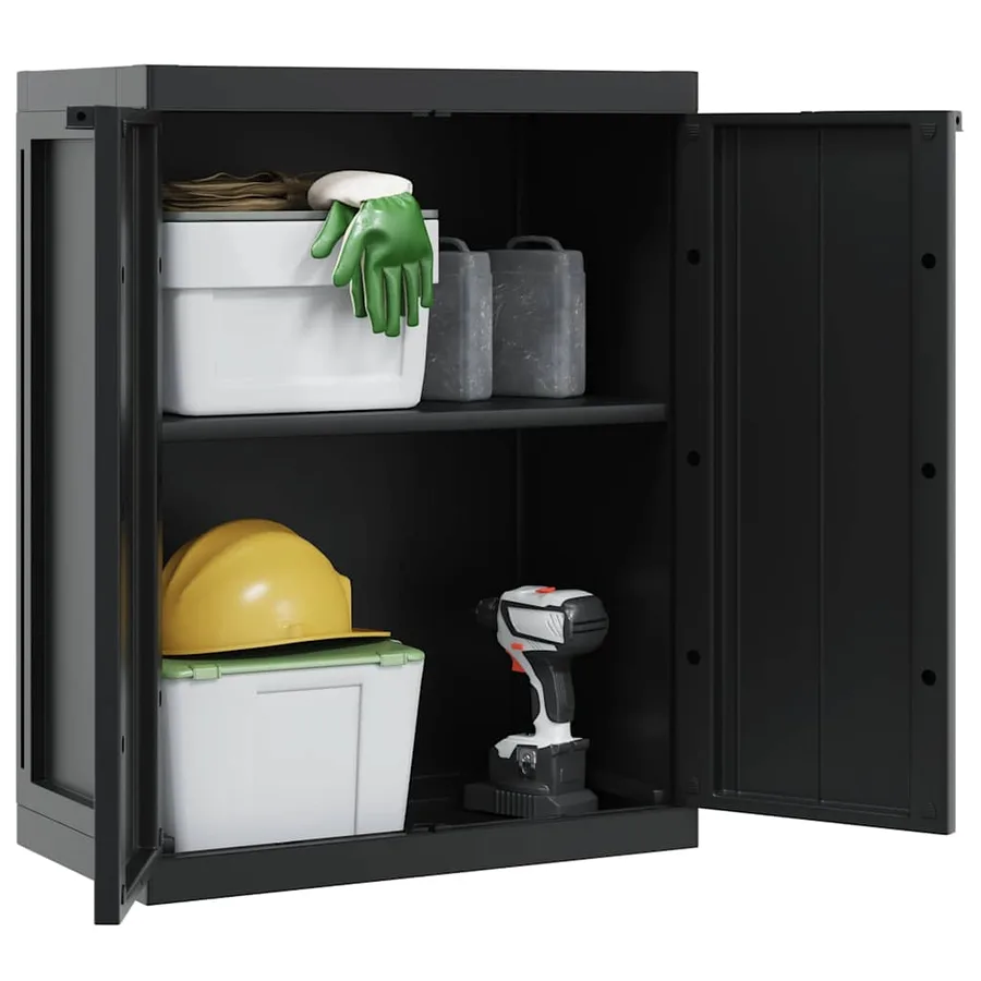 Armoire de rangement d'extérieur noir 65x37x85 cm PP - 4