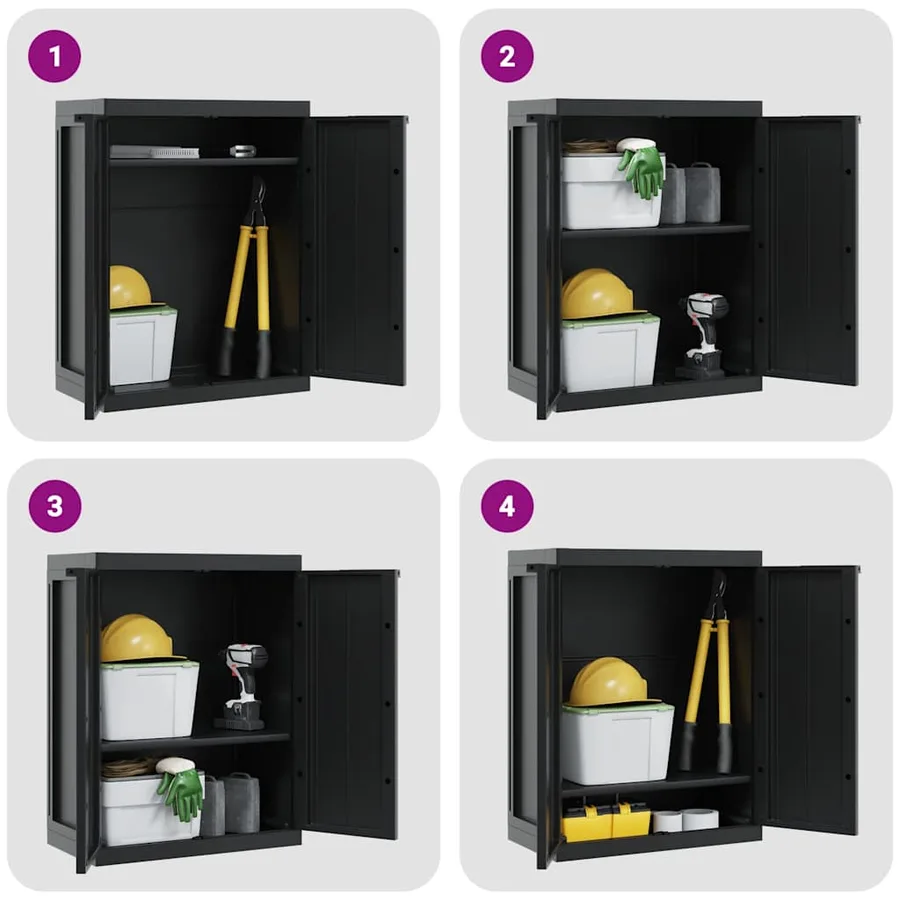 Armoire de rangement d'extérieur noir 65x37x85 cm PP - 9