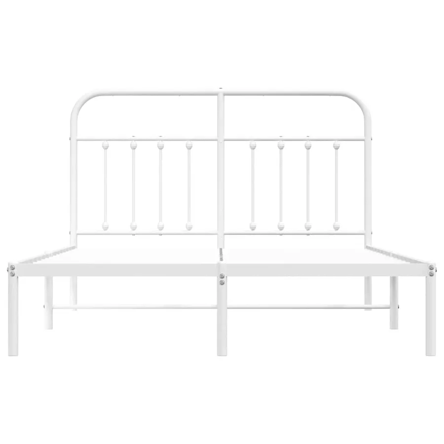 Cadre de lit métal sans matelas et tête de lit blanc 140x190 cm - 6