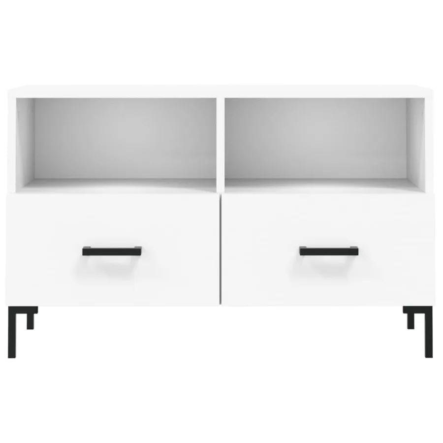 Meuble TV Blanc 80x36x50 cm Bois d'ingénierie - 5