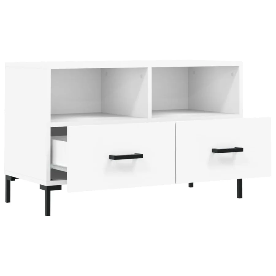 Meuble TV Blanc 80x36x50 cm Bois d'ingénierie - 6
