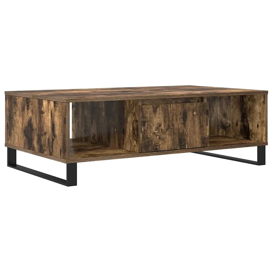 Table basse chêne fumé 104x60x35 cm bois d'ingénierie - 2