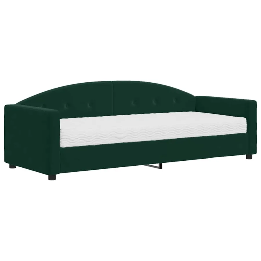 Lit de jour avec matelas vert foncé 80x200 cm velours - 2