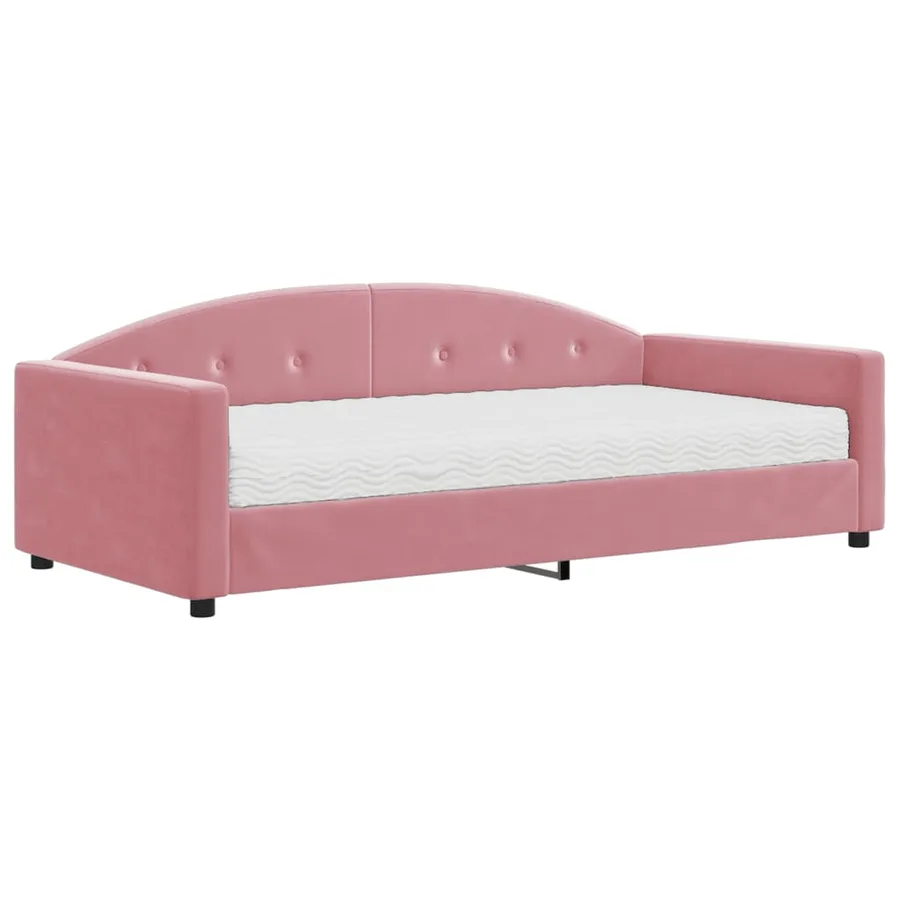 Lit de jour avec matelas rose 100x200 cm velours - 2