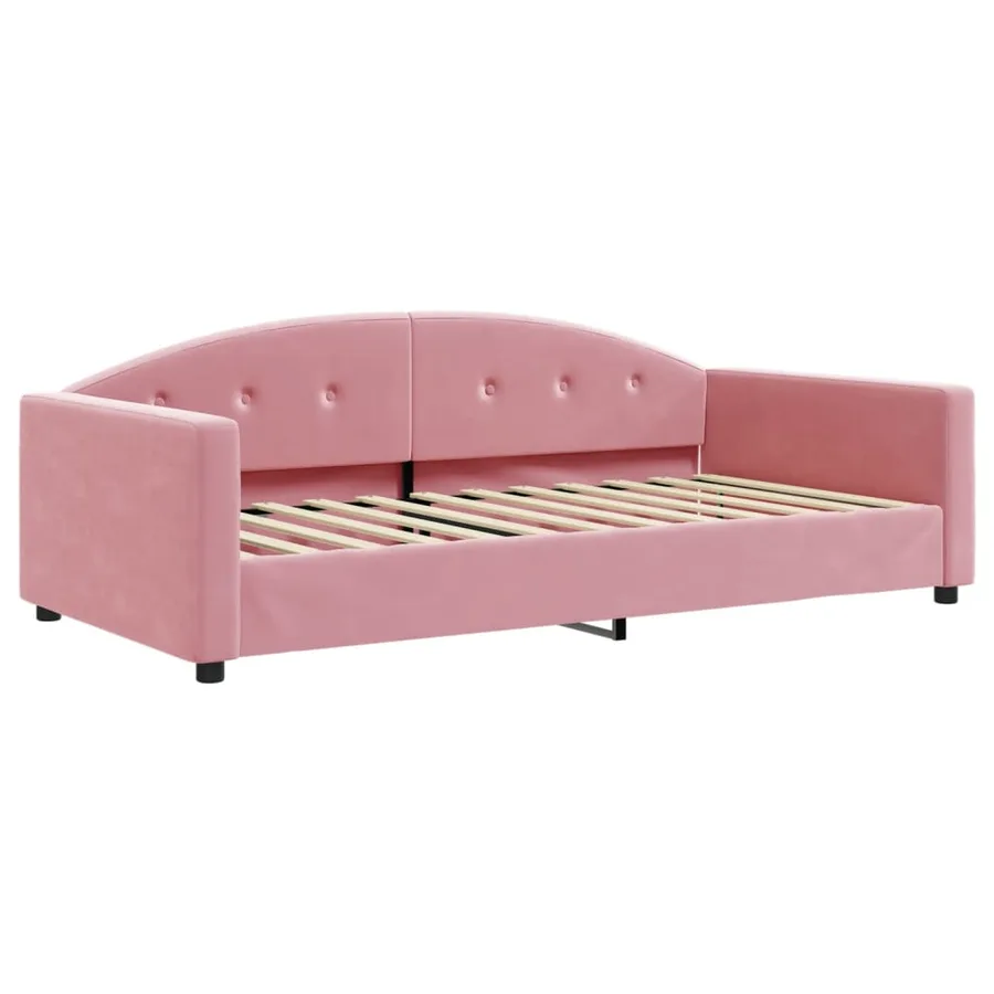 Lit de jour avec matelas rose 100x200 cm velours - 3