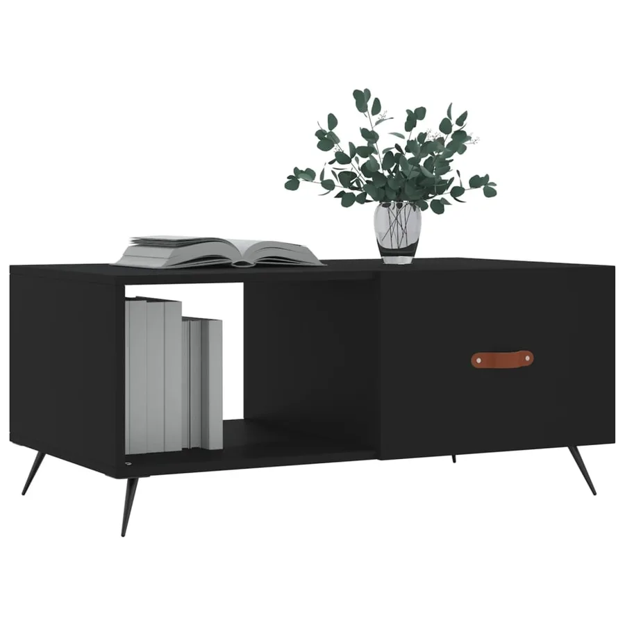 Table basse noir 90x50x40 cm bois d'ingénierie - 3