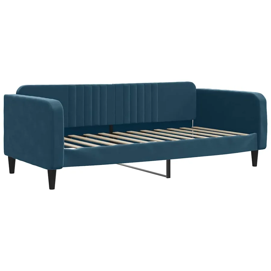 Lit de jour avec matelas bleu 90x200 cm velours - 3