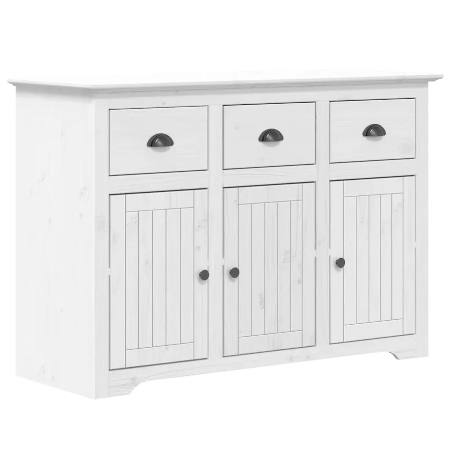 Buffet BODO blanc 115,5x43x200,5 cm bois massif de pin - 7