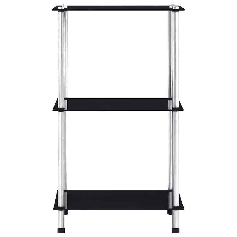 Étagère 3 niveaux Noir 40x40x67 cm Verre trempé - 2