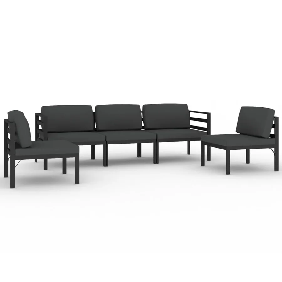 Salon de jardin 5 pcs avec coussins Aluminium Anthracite - 2