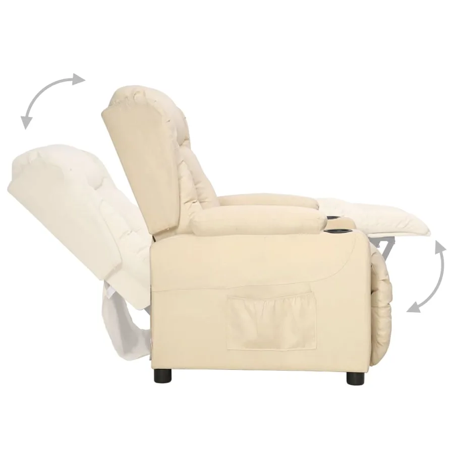 Fauteuil inclinable Crème Tissu - 4