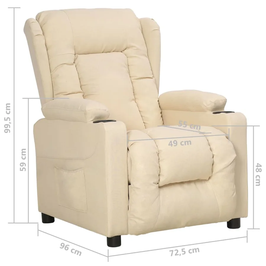 Fauteuil inclinable Crème Tissu - 8