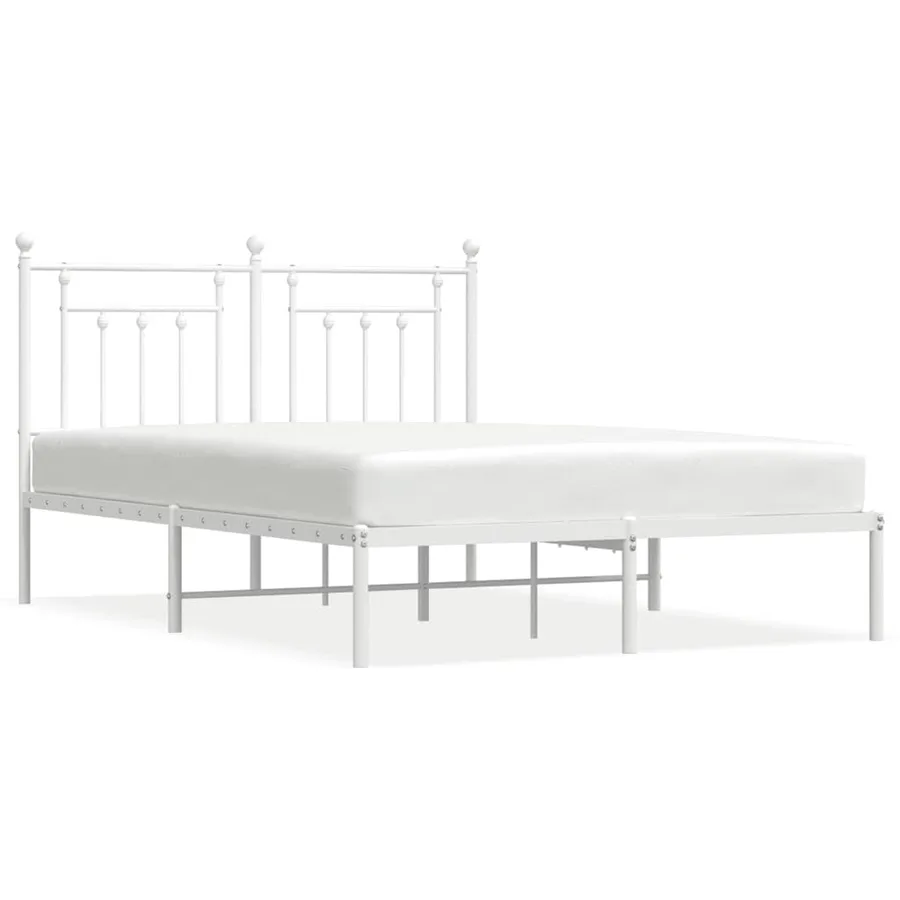 Cadre de lit métal sans matelas et tête de lit blanc 140x190 cm - 2
