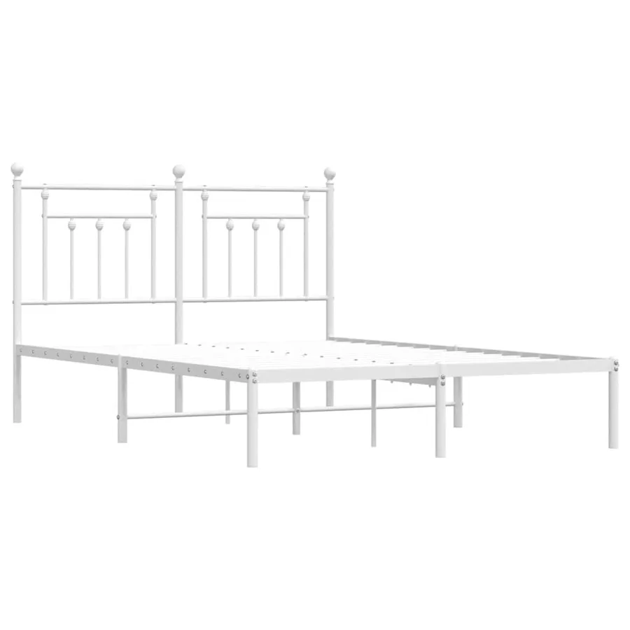 Cadre de lit métal sans matelas et tête de lit blanc 140x190 cm - 3