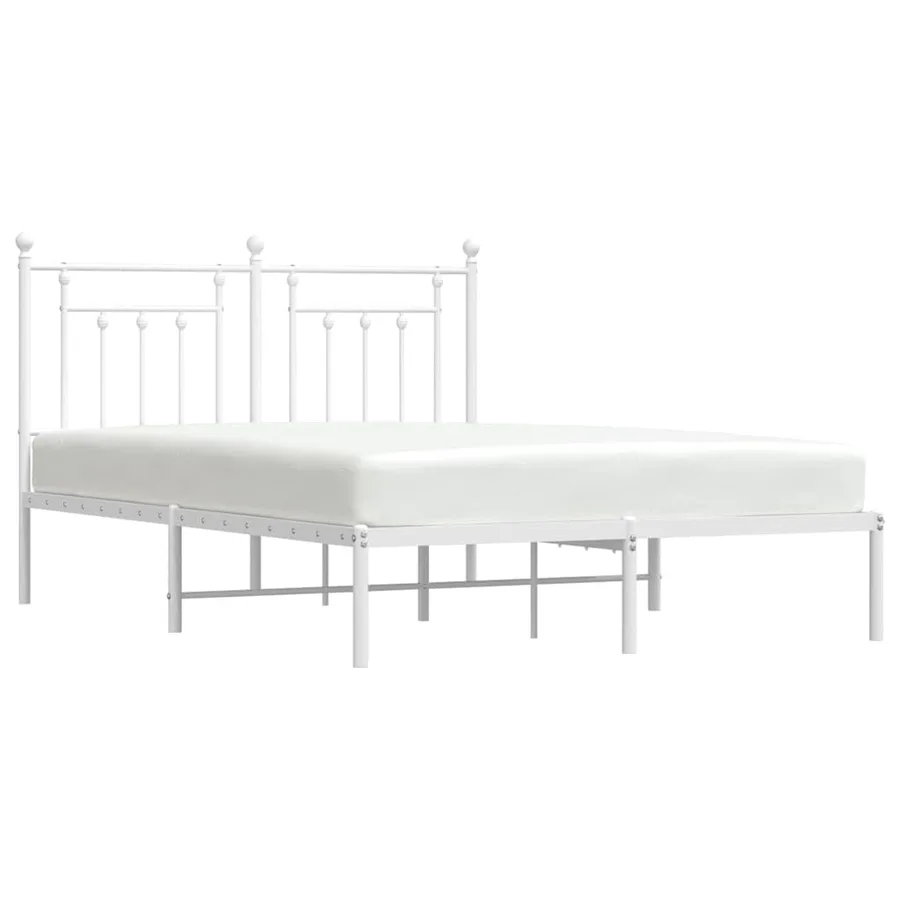 Cadre de lit métal sans matelas et tête de lit blanc 140x190 cm - 5