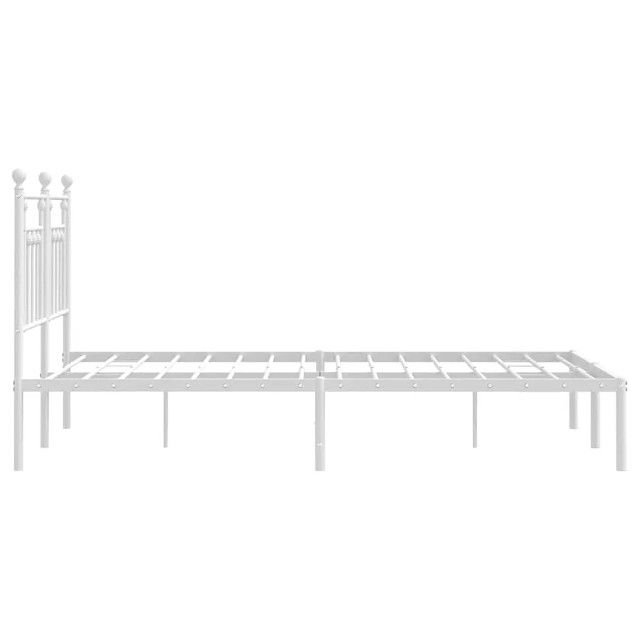 Cadre de lit métal sans matelas et tête de lit blanc 140x190 cm - 7