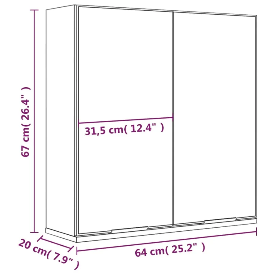 Armoire à miroir de salle de bain Blanc 64x20x67 cm - 10