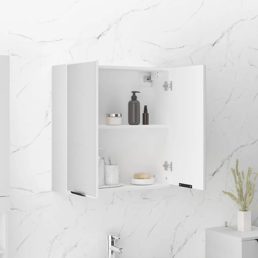 Armoire à miroir de salle de bain Blanc 64x20x67 cm - 4