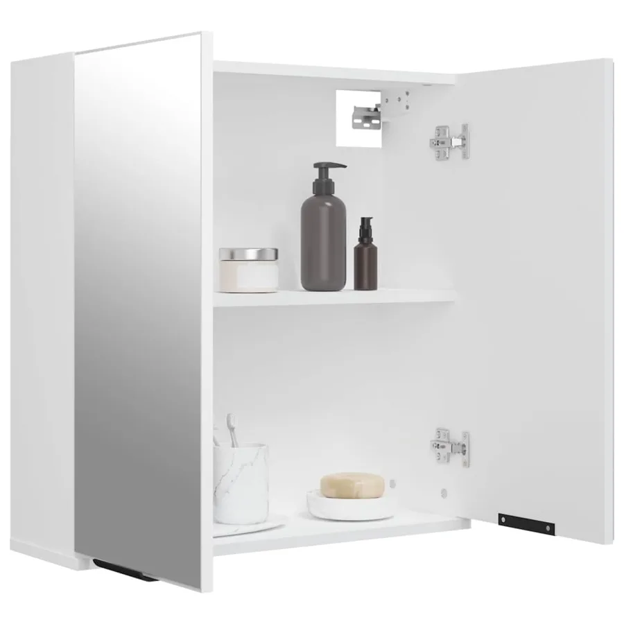 Armoire à miroir de salle de bain Blanc 64x20x67 cm - 5