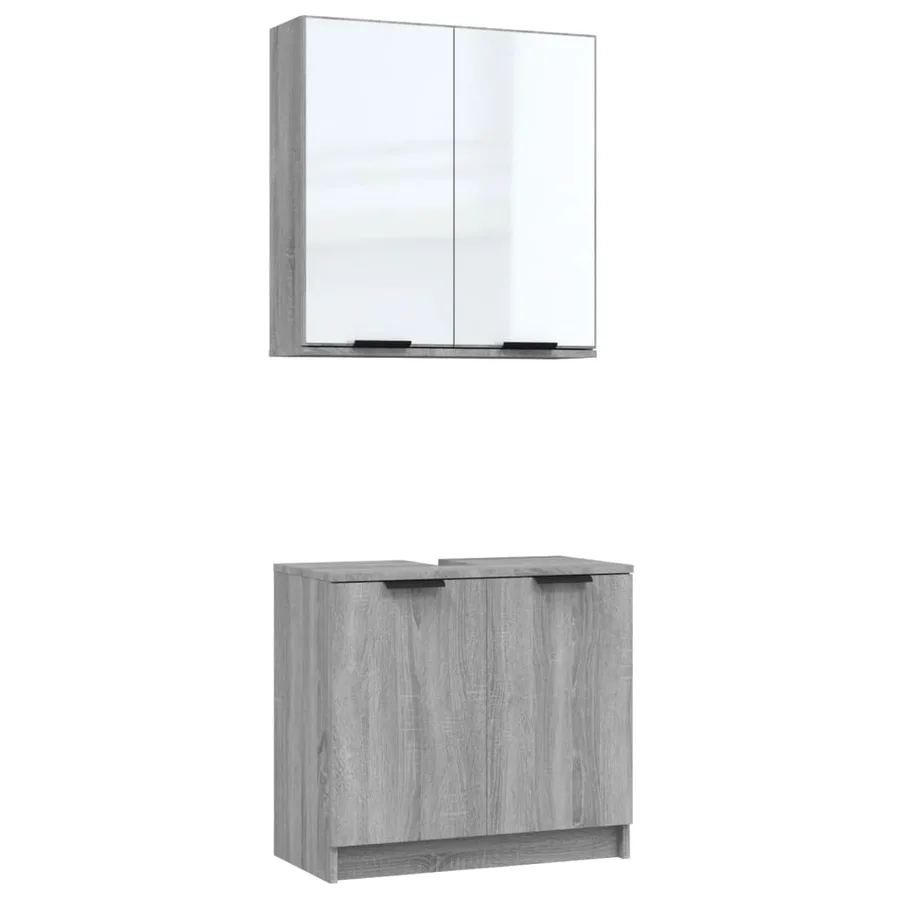 Ensemble d'armoires de salle de bain 2 pcs sonoma gris - 2
