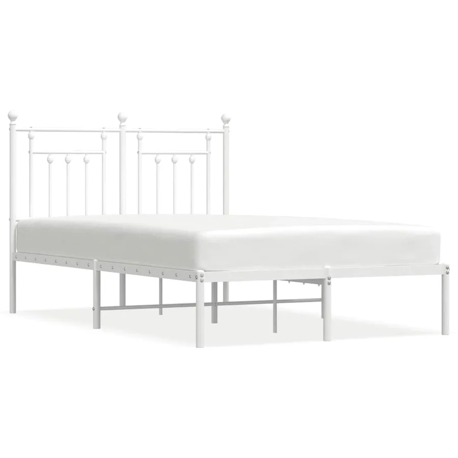 Cadre de lit métal sans matelas et tête de lit blanc 120x200 cm - 2