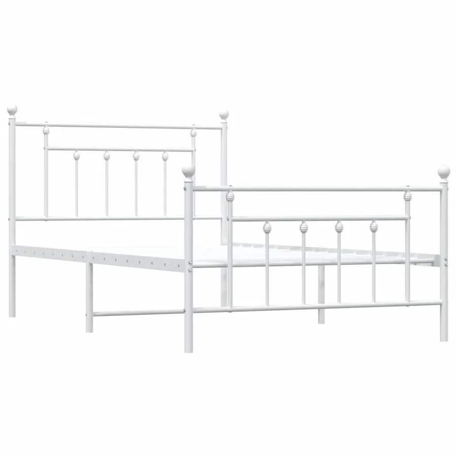 Cadre de lit métal sans matelas et pied de lit blanc 100x200 cm - 3