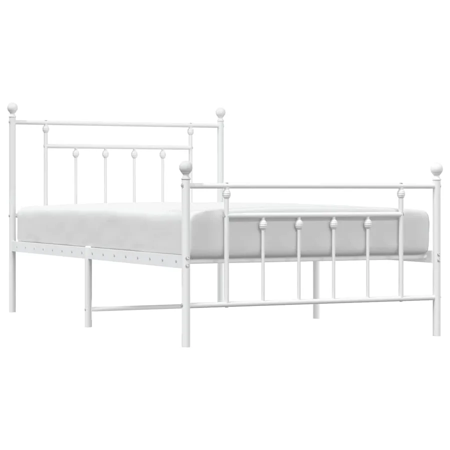Cadre de lit métal sans matelas et pied de lit blanc 100x200 cm - 5
