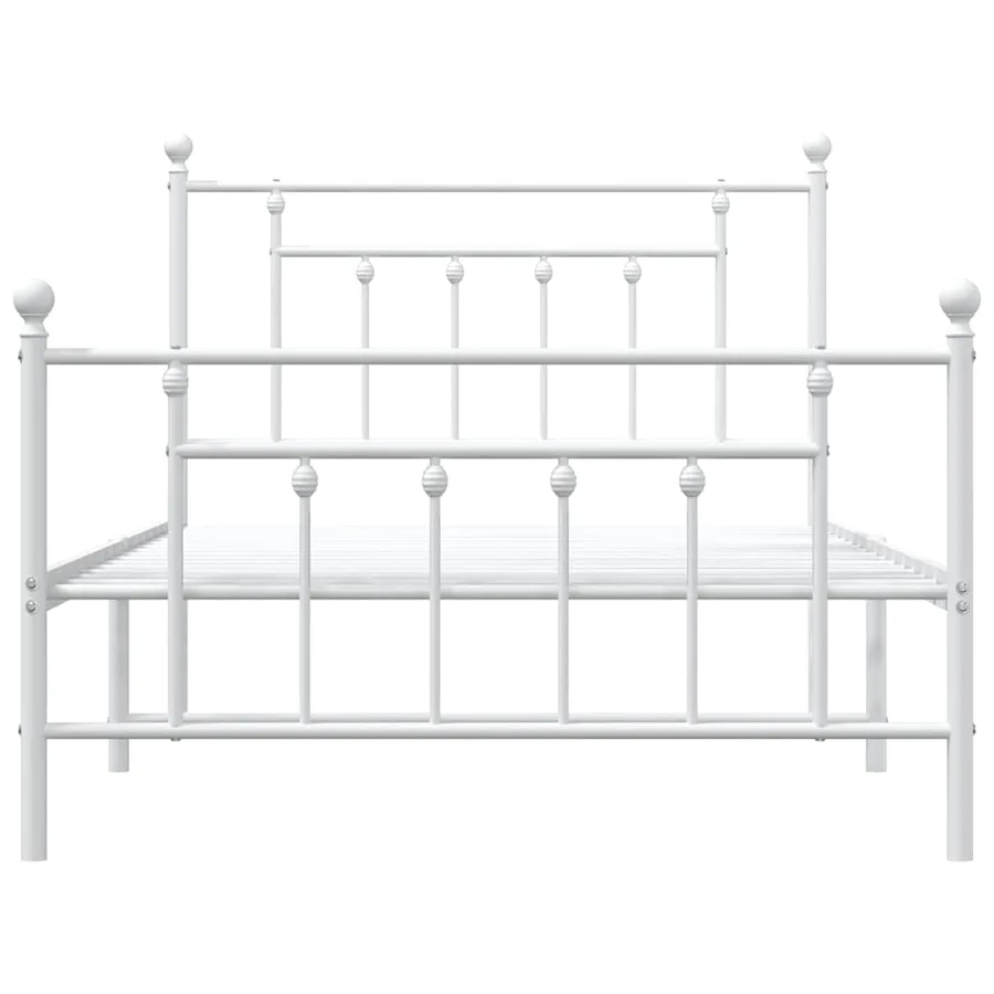 Cadre de lit métal sans matelas et pied de lit blanc 100x200 cm - 6