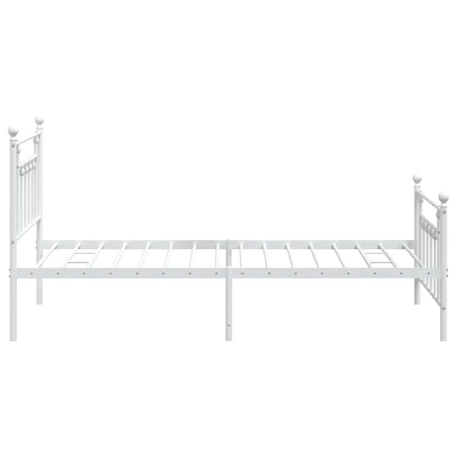 Cadre de lit métal sans matelas et pied de lit blanc 100x200 cm - 7