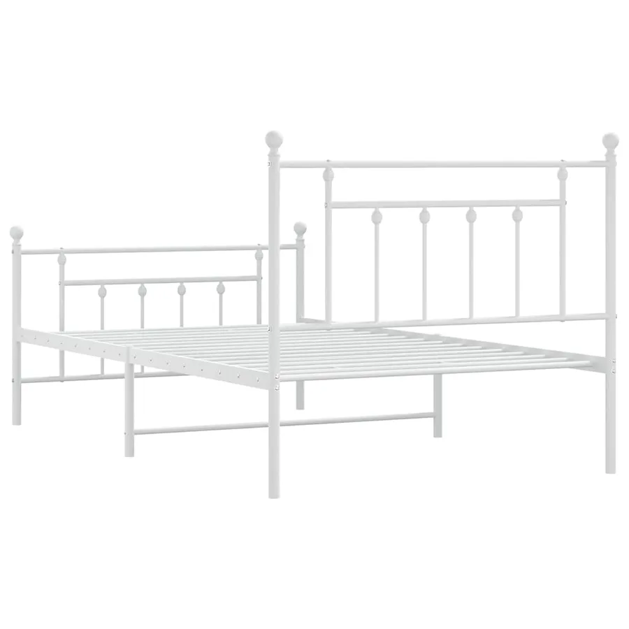 Cadre de lit métal sans matelas et pied de lit blanc 100x200 cm - 8