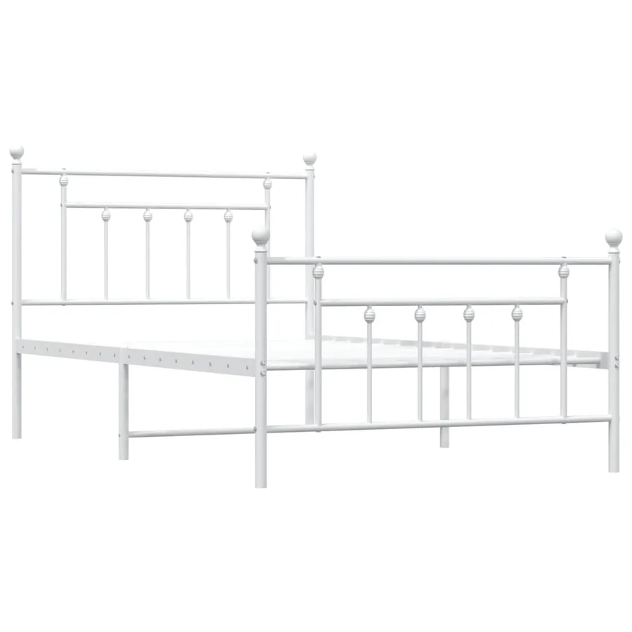 Cadre de lit métal sans matelas et pied de lit blanc 107x203 cm - 3