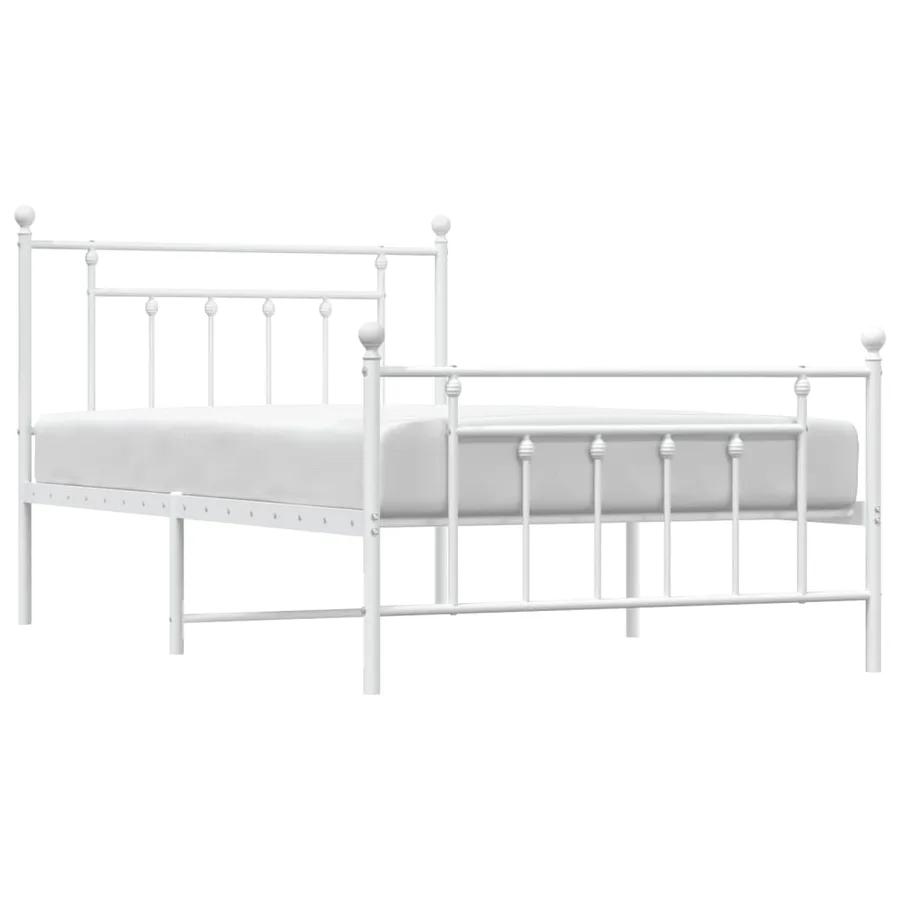 Cadre de lit métal sans matelas et pied de lit blanc 107x203 cm - 5